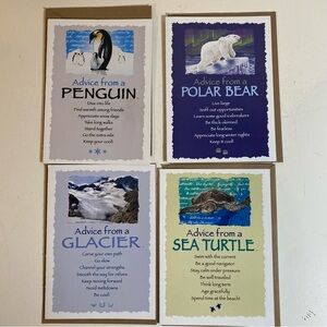 Advice From A Polar Bear, Sea Turtle, Glacier, Penguin
Set of 4 Cards, 1 of Each